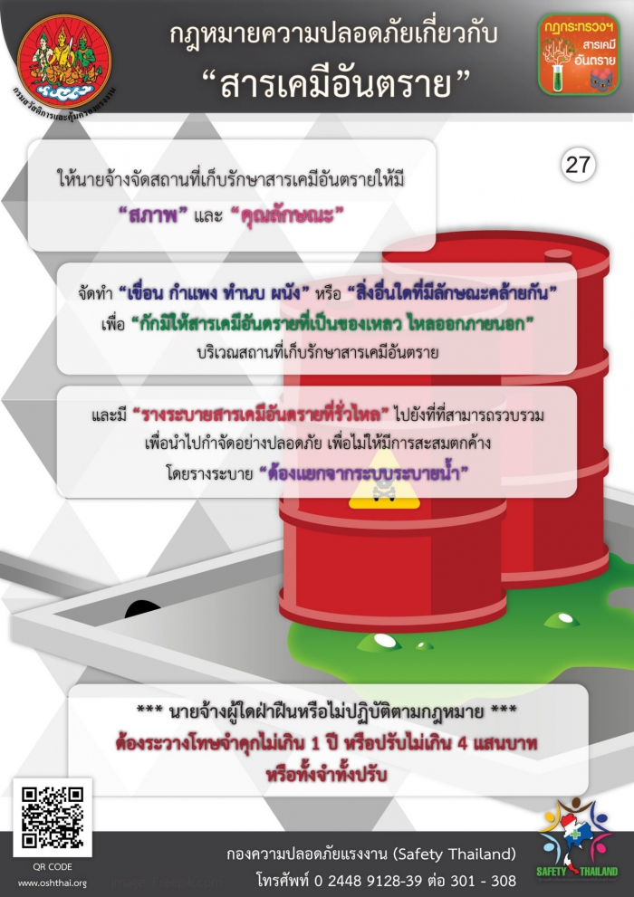 กฏหมายความปลอดภัยฯ เกี่ยวกับสารเคมีอันตราย 27