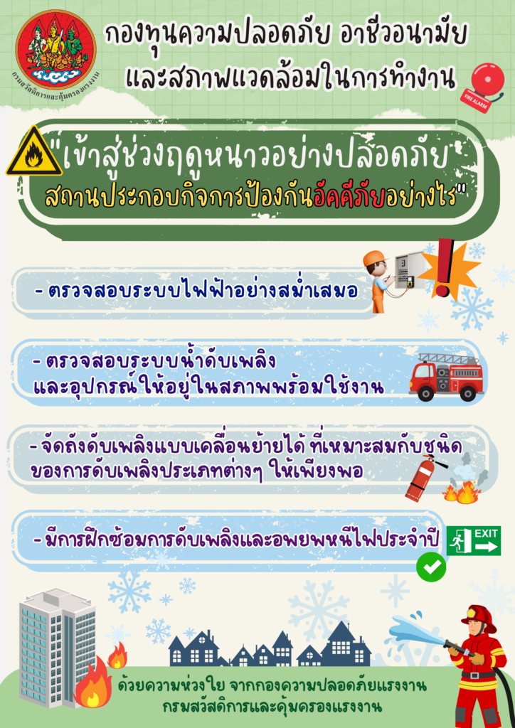 รณรงค์สร้างการรับรู้ เรื่อง เข้าสู่ฤดูหนาวอย่างปลอดภัยสถานประกอบกิจการป้องกันอัคคีภัยอย่างไร