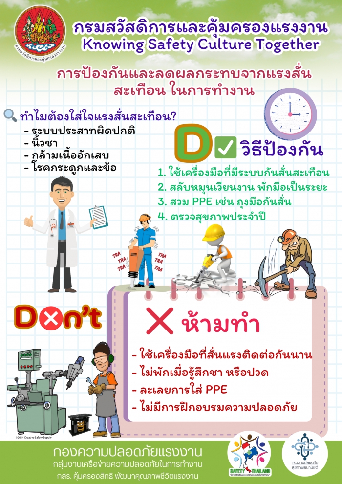 รณรงค์สร้างการรับรู้ (DoDon’t) เรื่อง การป้องกันและลดผลกระทบจากแรงสั่นสะเทือนในการทำงาน