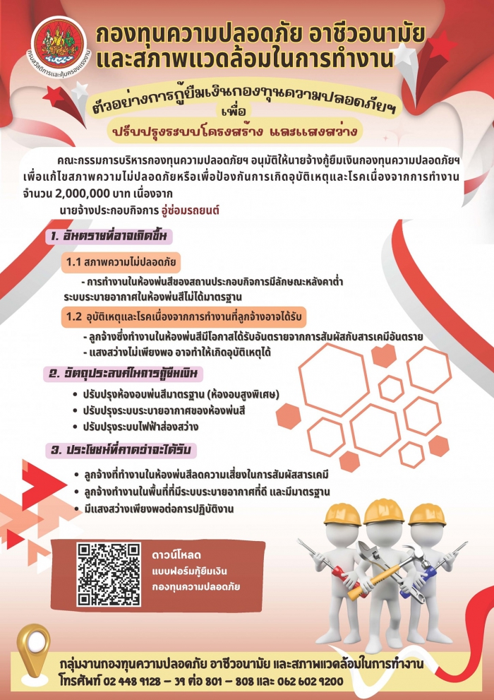 ตัวอย่างการกู้ยืมเงินกองทุนความปลอดภัยฯ เพื่อปรับปรุงระบบโครงสร้าง และแสงสว่าง