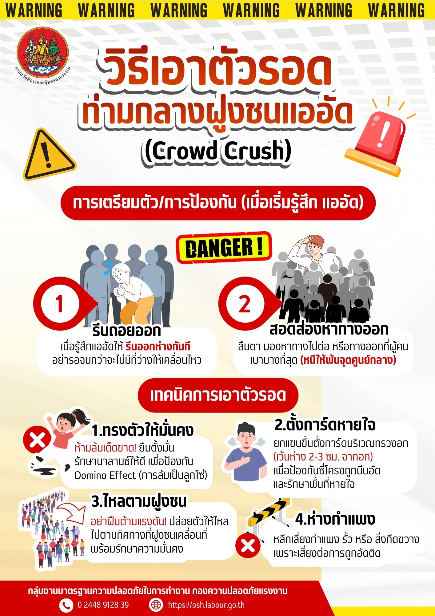 รณรงค์สร้างการรับรู้ เรื่อง วิธีเอาตัวรอดท่ามกลางฝูงชนแออัด